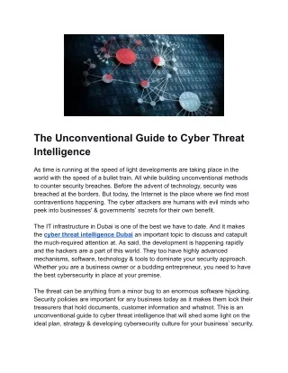 The Unconventional Guide to Cyber Threat Intelligence