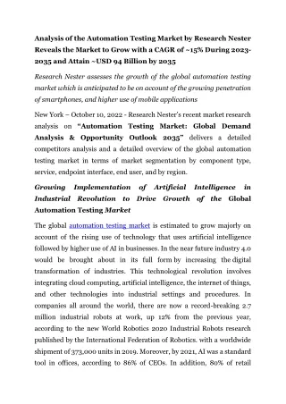 Automation Testing Market