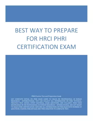 Best Way to Prepare for HRCI PHRi Certification Exam