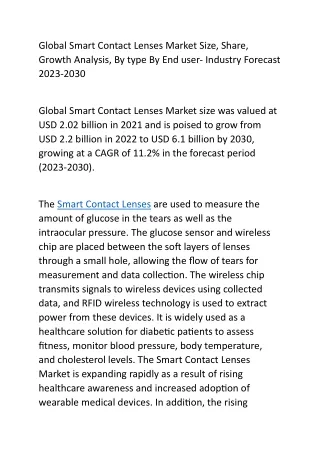 Global Smart Contact Lenses Market Size