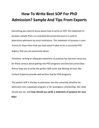 How To Write Best SOP For PhD Admission_ Sample And Tips From Experts