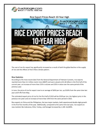 Rice Export Prices Reach 10-Year High