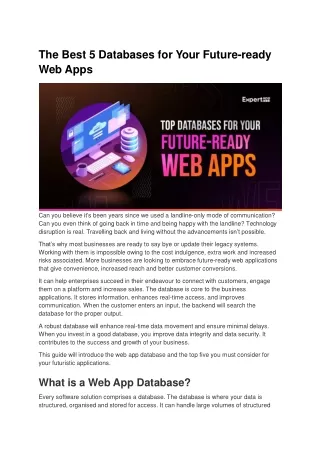 The Best 5 Databases for Your Future-ready Web Apps