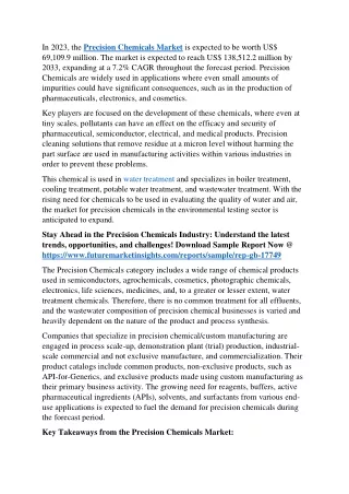 Precision Chemicals Market: Forecasted to Surpass US$ 138.5 Billion by 2033