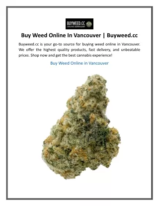 Buy Weed Online In Vancouver  Buyweed