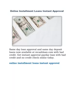 Online Installment Loans Instant Approval