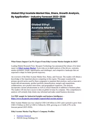 Global Ethyl Acetate Market