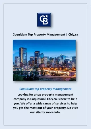 Coquitlam Top Property Management | Cbly.ca