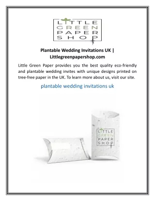 Plantable Wedding Invitations UK  Littlegreenpapershop.com