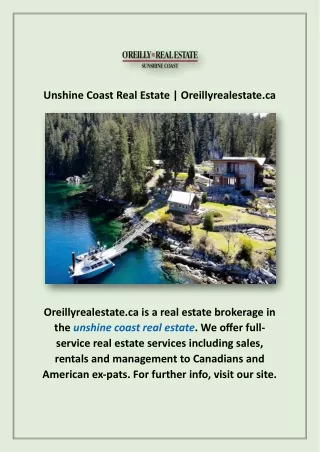 Unshine Coast Real Estate | Oreillyrealestate.ca