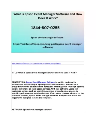 What is Epson Event Manager Software and How Does It Work?
