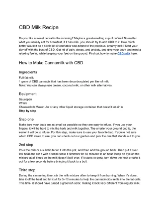 CBD Milk Recipe