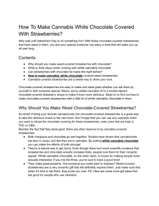 How To Make Cannabis White Chocolate Covered With Strawberries