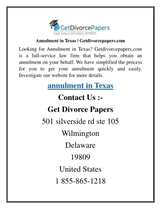 Annulment in Texas  Getdivorcepapers