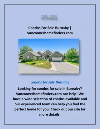 Condos For Sale Burnaby | Vancouverhomefinders.com