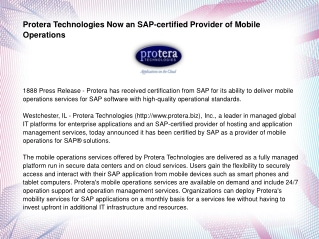 Protera Technologies Now an SAP-certified Provider of Mobile