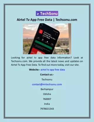 Airtel Tv App Free Data  Techsonu