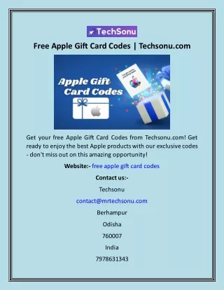 Free Apple Gift Card Codes  Techsonu