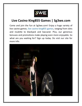 Live Casino King855 Games  Sg3we