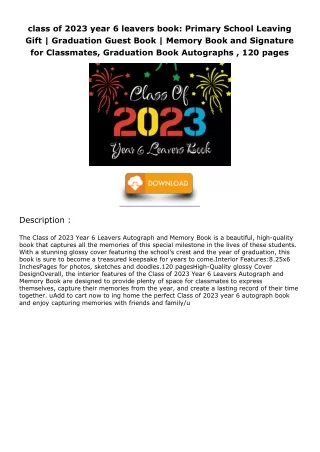 READ [PDF] class of 2023 year 6 leavers book: Primary School Leaving Gift | Grad