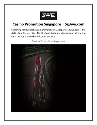 Casino Promotion Singapore  Sg3we