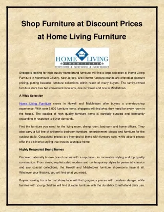 Shop Furniture at Discount Prices at Home Living Furniture