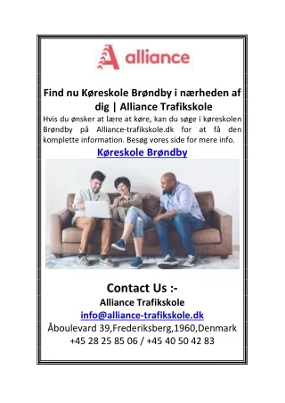 Find nu Køreskole Brøndby i nærheden af ​​dig  Alliance Trafikskole