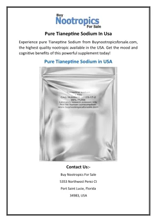 Pure Tianeptine Sodium In Usa Buynootropicsforsale.com