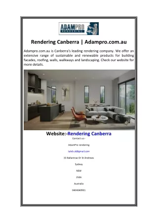 Rendering Canberra Adampro.com.au