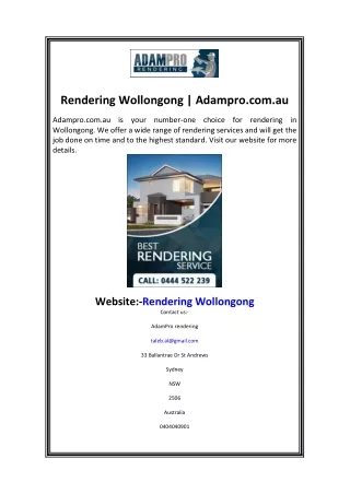 Rendering Wollongong  Adampro.com.au
