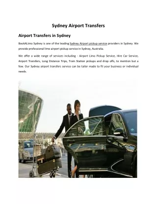 Best Airport Transfers Service in Sydney | Special Event by BookALimo