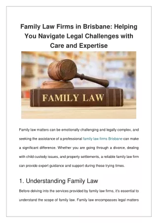 Family Law Firms in Brisbane Helping You Navigate Legal Challenges with Care and Expertise