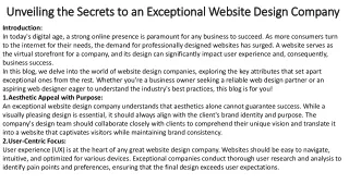 Unveiling the Secrets to an Exceptional Website Design Company