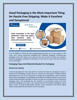 Good Packaging Is the Most Important Thing for Hassle