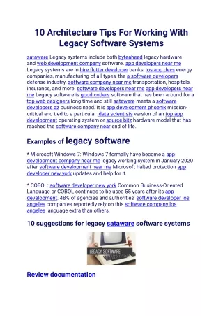 10 Architecture Tips For Working With Legacy Software Systems