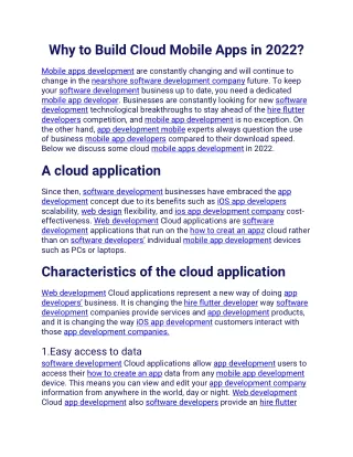 Why to Build Cloud Mobile Apps in 2022