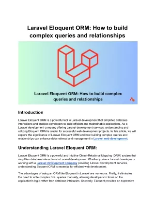 Laravel Eloquent ORM: How to build complex queries and relationships