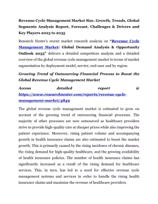 Revenue Cycle Management Market Analysis, Size, Growth 2023 to 2035