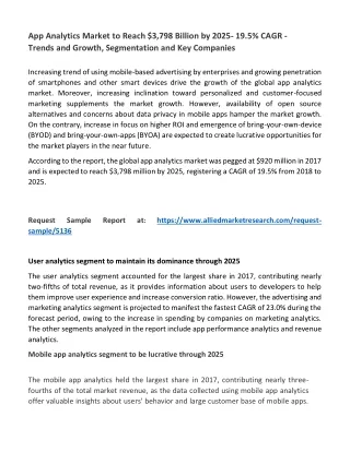 App Analytics Market to Reach $3,798 Billion by 2025- 19.5% CAGR - Trends and Gr