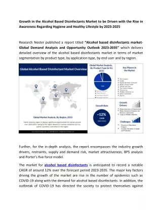 Alcohol based disinfectants market Industry Growth 2023-2035