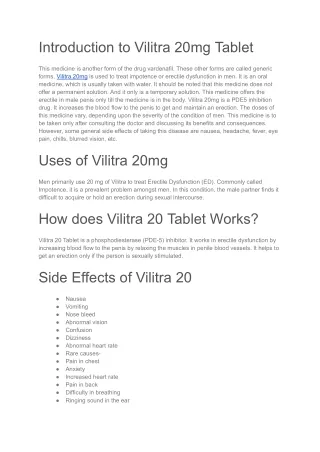 Vilitra 20mg Tablets