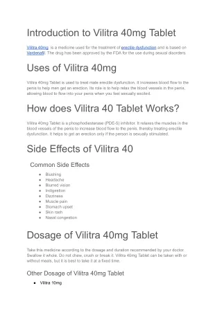 Vilitra 40mg Tablet