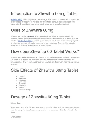 Zhewitra 60mg Tablet