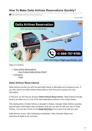 How To Make Delta Airlines Reservations Quickly