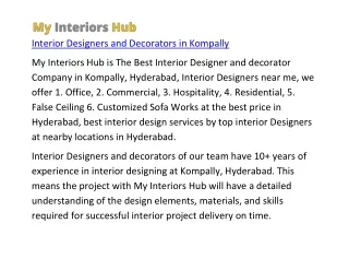 Interior Designers and Decorators in Kompally