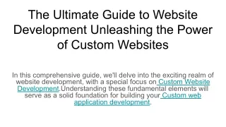 The Ultimate Guide to Website Development Unleashing the Power of Custom Websites