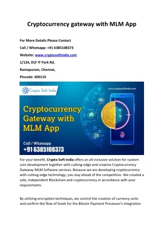 Cryptocurrency gateway with MLM App