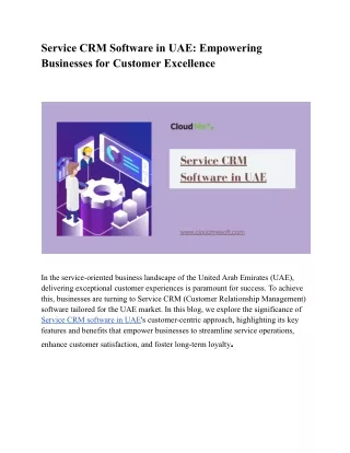 Service CRM Software in UAE_ Empowering Businesses for Customer Excellence