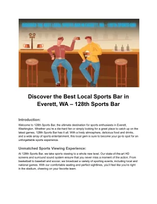 Discover the Best Local Sports Bar in Everett, WA - 128th Sports Bar