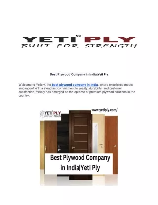 Best Plywood Company in India